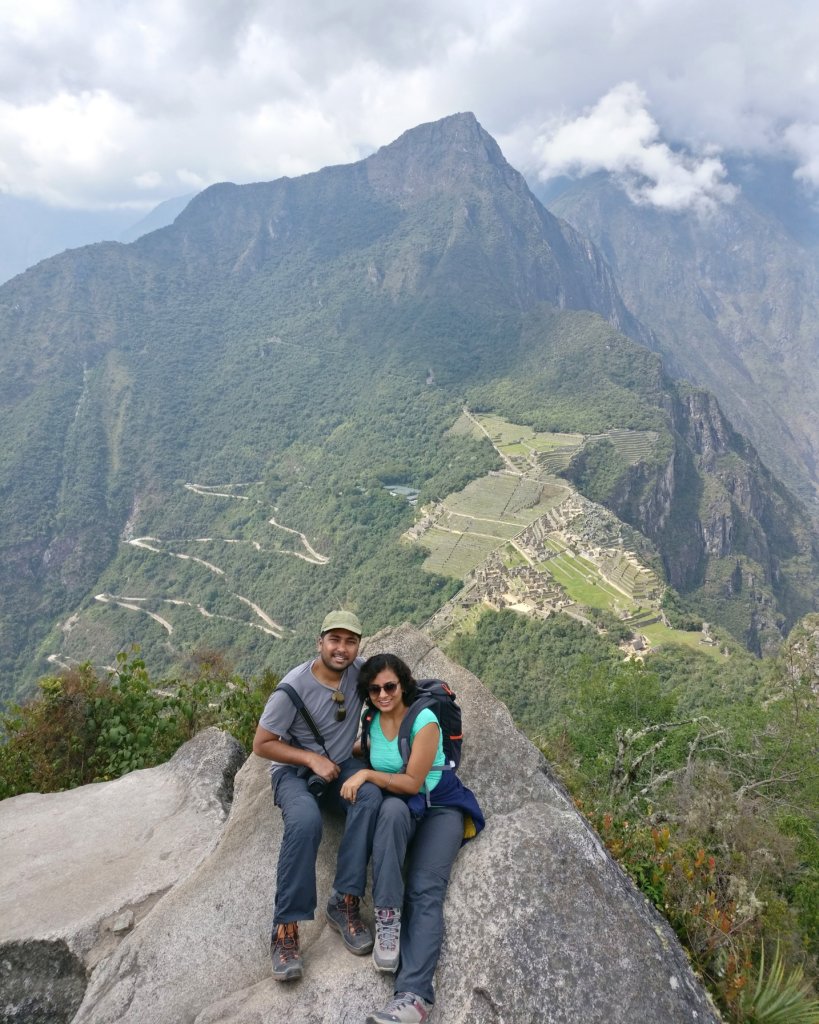 We, at the top, with the MAchu Picchu behind us below.