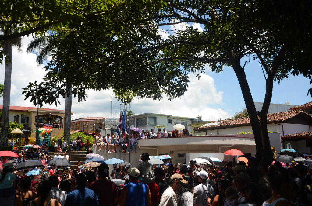 People gathered in Heredia downtown to watch Costa Rica independence Day celebrations.