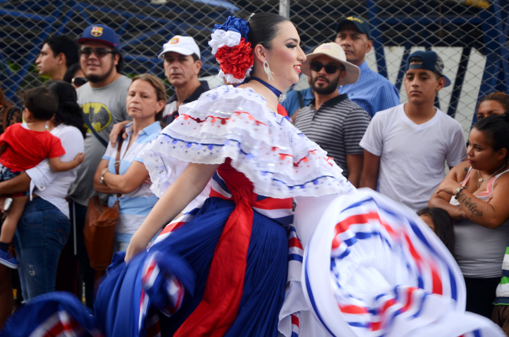 A woman in pretty Costa Rican traditional attire. Independence Day celebration in Heredia.