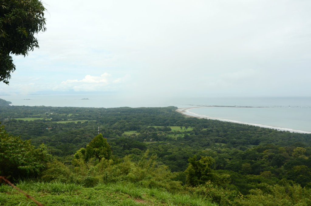 The panoramic view of the Whale's Tail and the surroundings from a hill in Uvita, South Pacific Costa Rica
