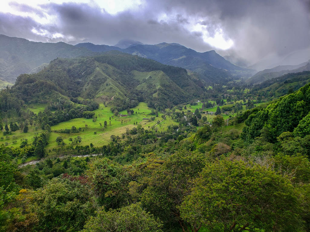 Green mountains and valleys of Salento in Colombia
