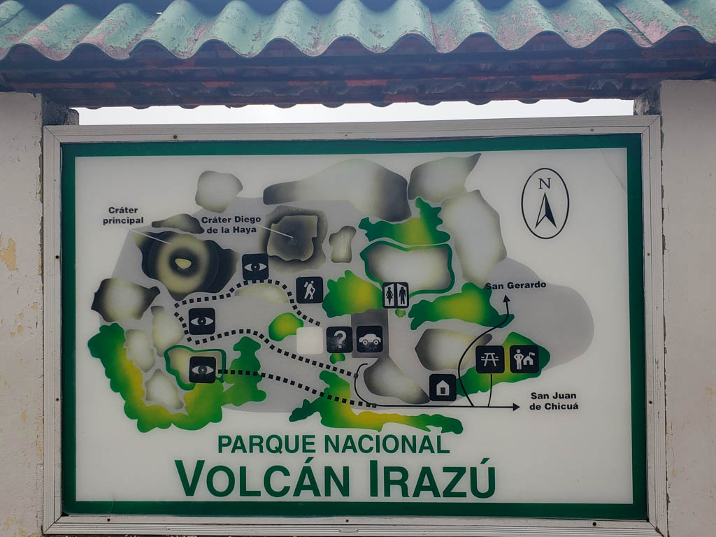 National Park map at the entrance - How to visit Irazu Volcano National Park