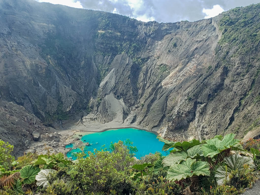 Blue volcanic crater lake at Irazu volcano