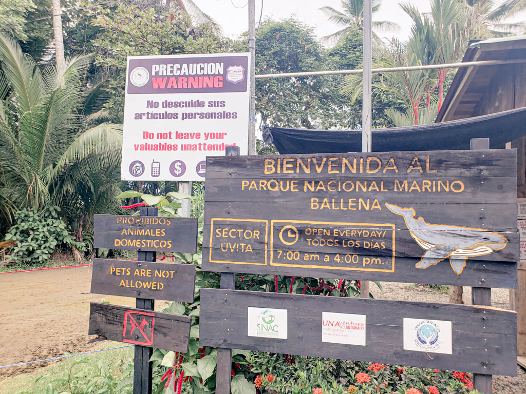 The Marino Ballena National Park Entrance