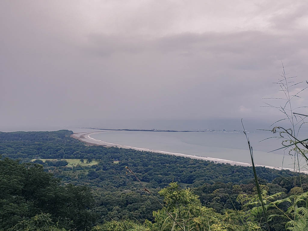The Whale's Tail and the Marino Ballena National Park from a hill 