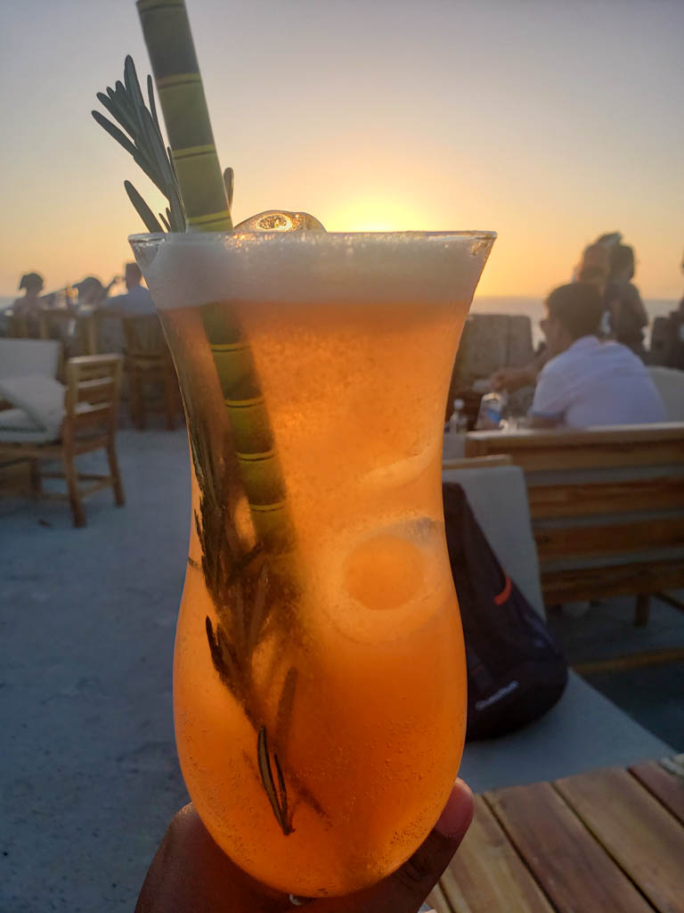 A cocktail at Cafe Del Mar, a rooftop cafe in Cartagena - a good spot for watching the sunset.