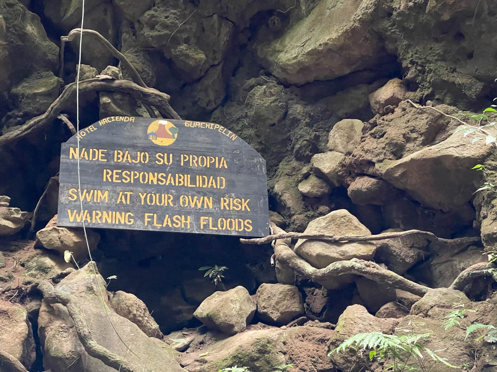 The flash flood warning sign.