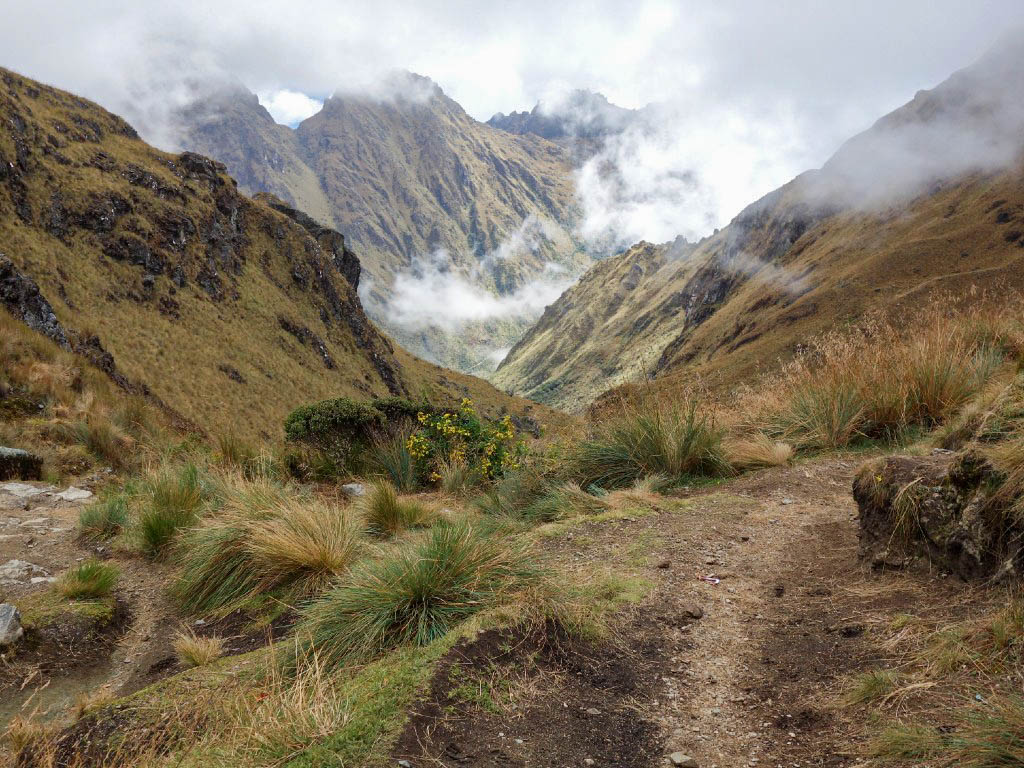 Beautiful views of the Andean mountain range during the Inca Trail hike.