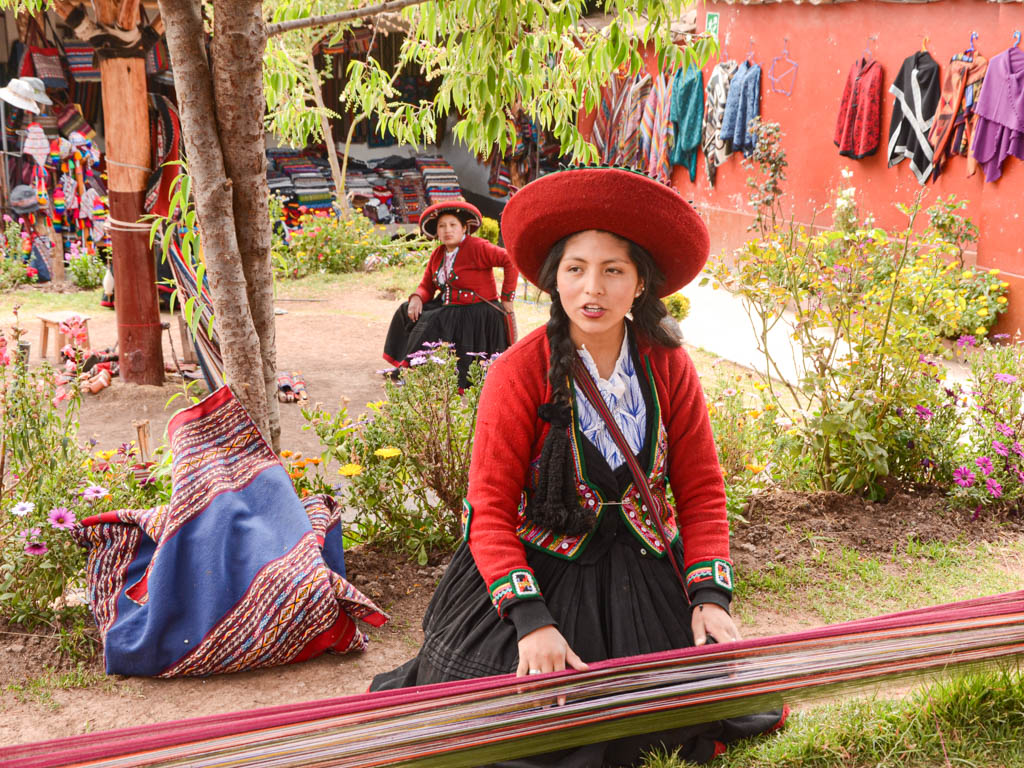 A local woman giving a tour of Chincheros Market Town.