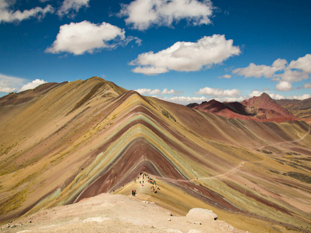 Rainbow Mountain, adorned with different color shades.