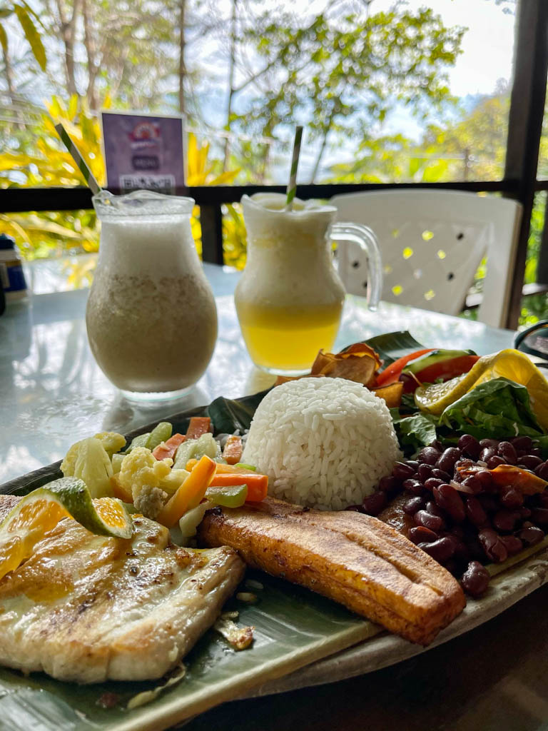 Casado, typical Costa Rican lunch, at Soda Tipica Las Palmeras, one of the best places to eat in Montezuma, Costa Rica.