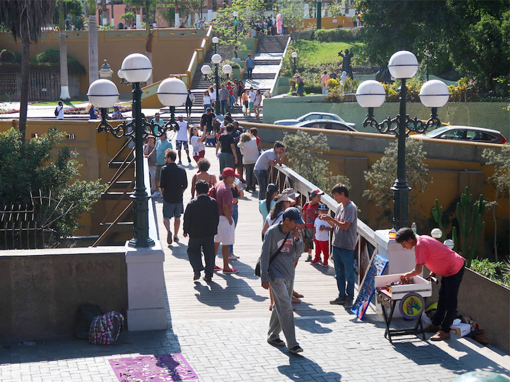 People on Bridge of Sighs, one of the popular things to do in Barranco, a neighborhood in Lima.