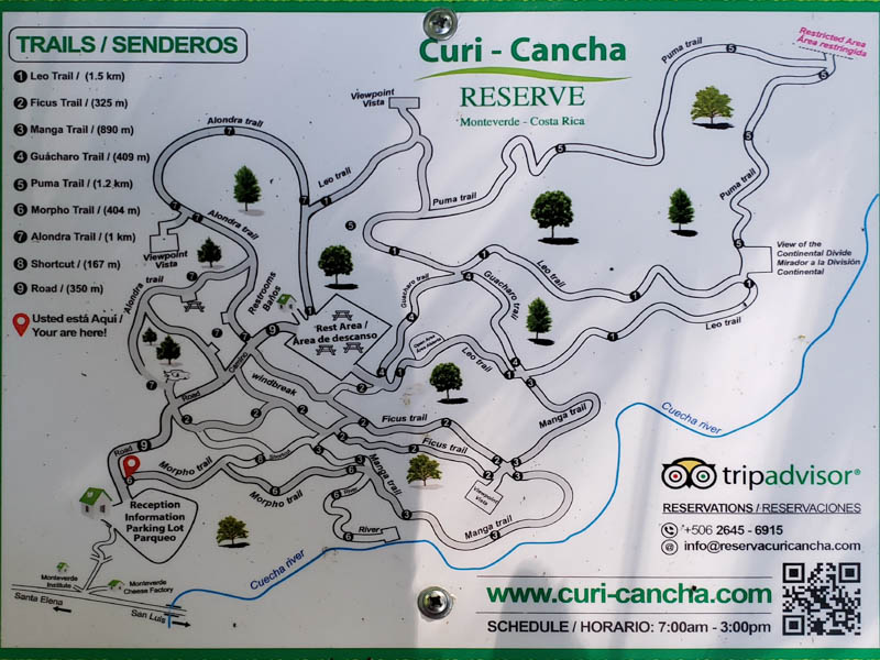 Trail Map of Curi-Cancha Reserve.