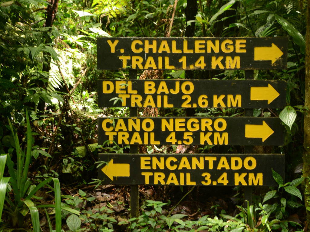 The trail signs in the reserve.
