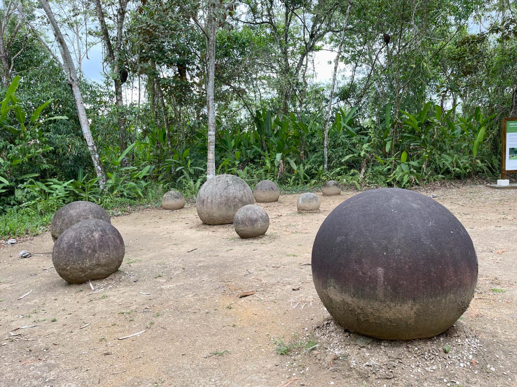 Many Stone Spheres on the ground in Finca 6, Costa Rica