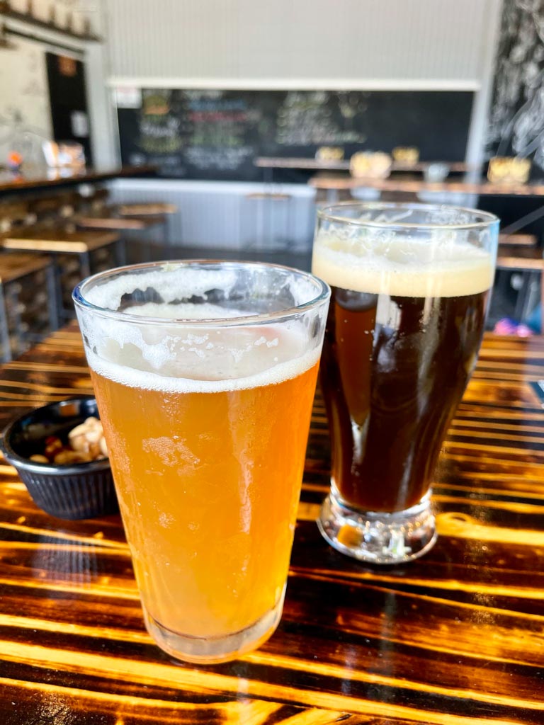 2 glasses of craft beer at the Whale Tail Brewery.