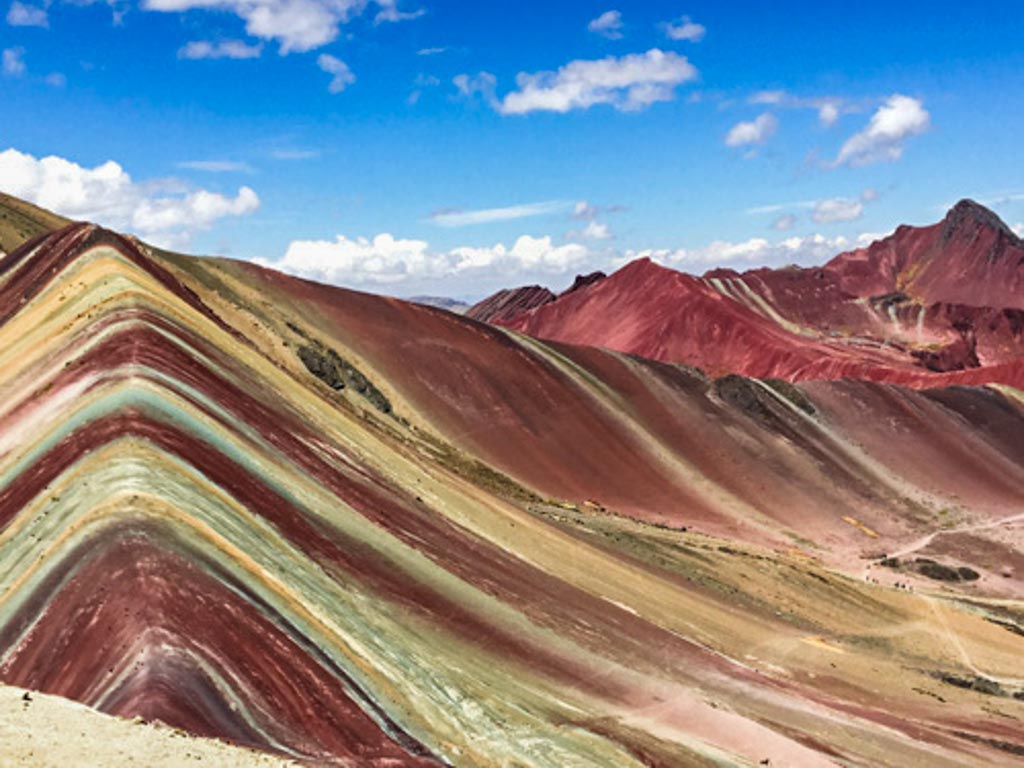 Rainbow mountain, a uniquely colored mountain in Peru.