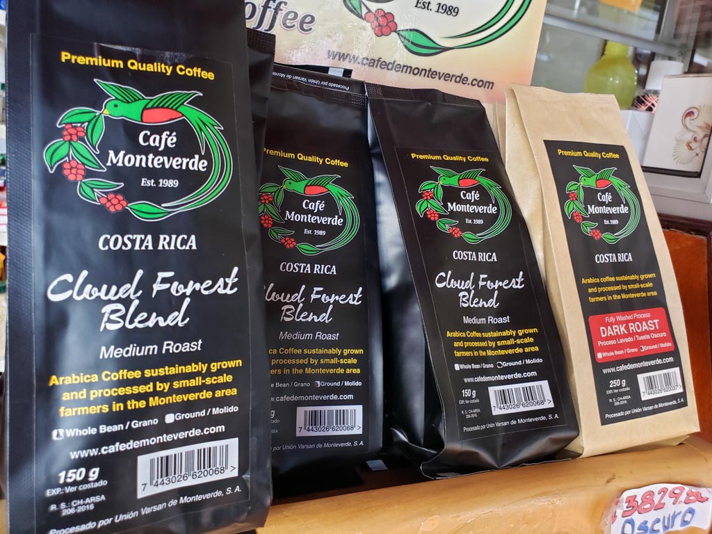 Packs of Monteverde coffee of different variants.