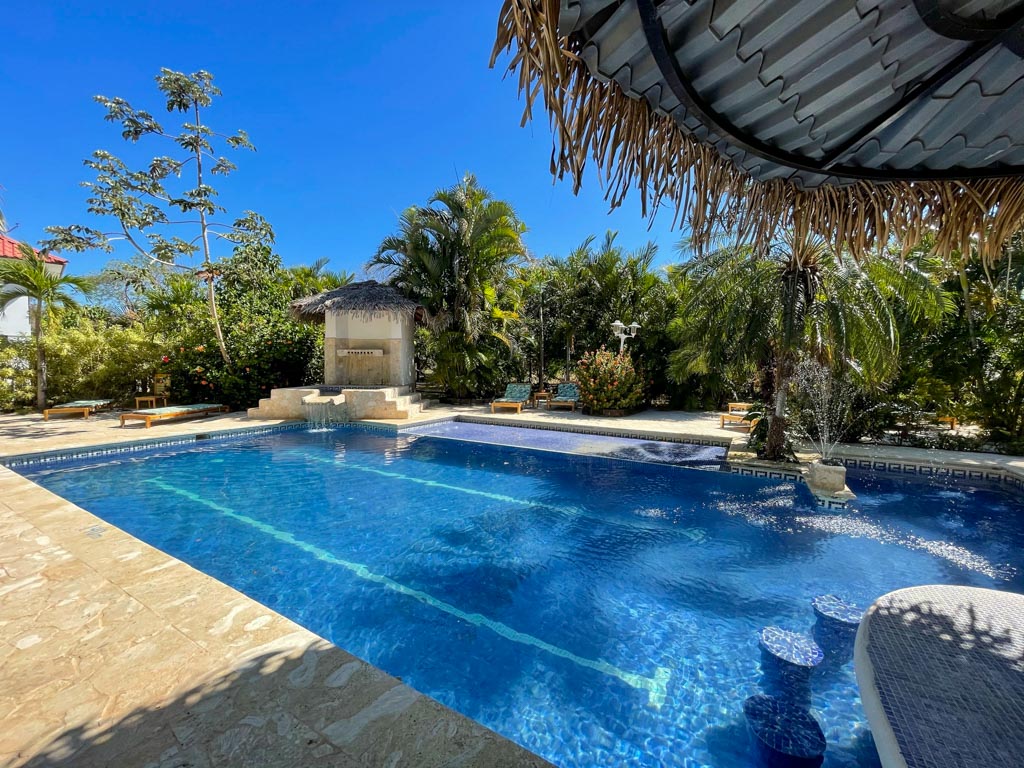 Swimming pool at Drift Away Eco Lodge near Playa Avellanas.