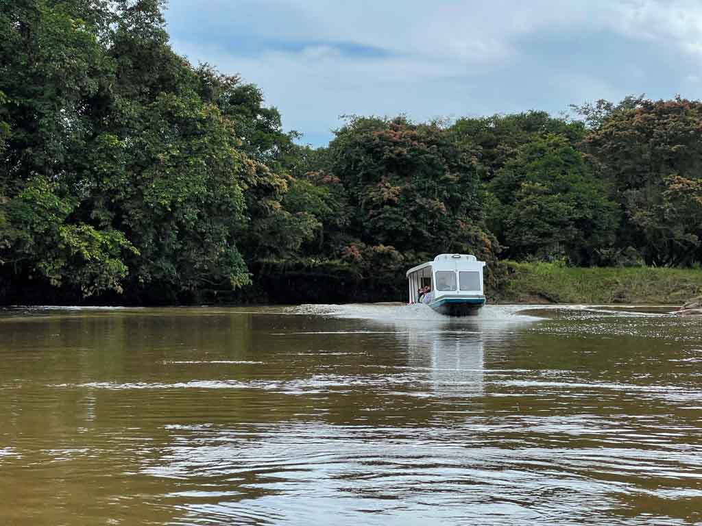 A narrow boat on the Caribbean waterway - one of the ways to get to Tortuguero.