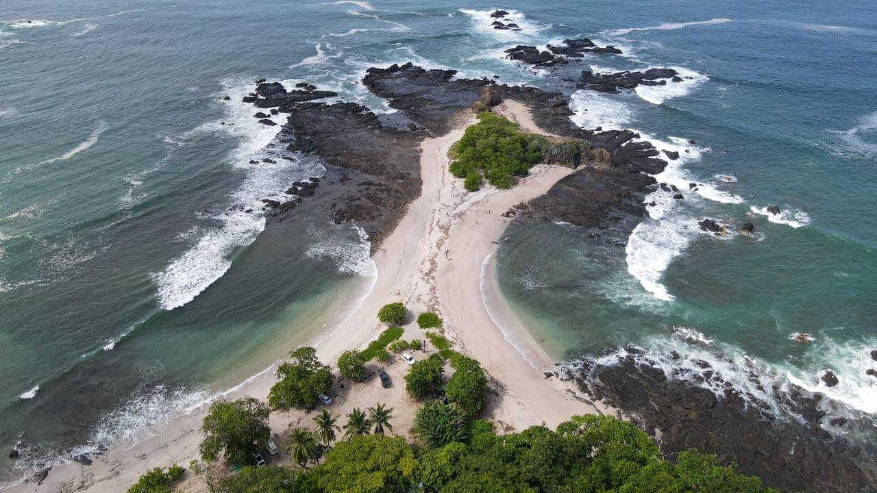 Drone shot of Playa San Juanillo in Costa Rica