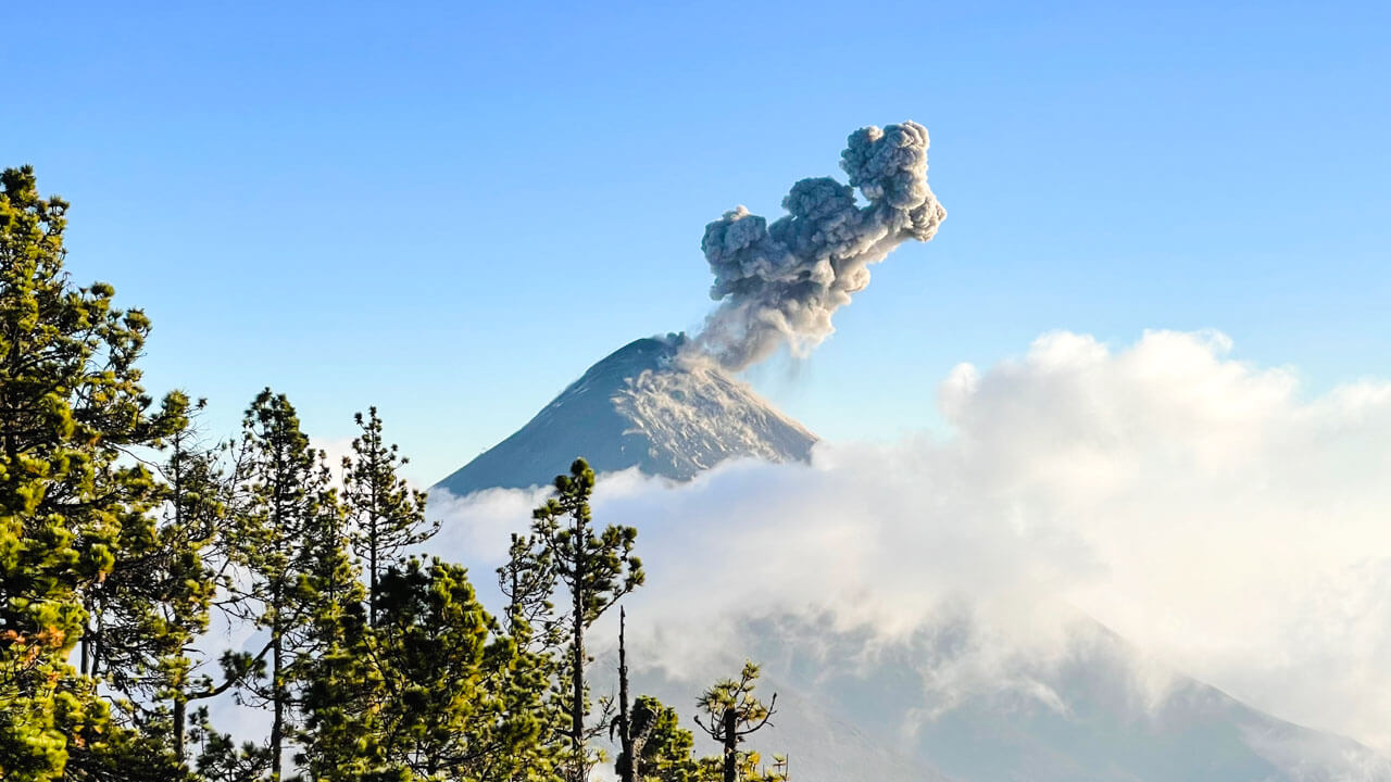 Erupting Fuego violcano.