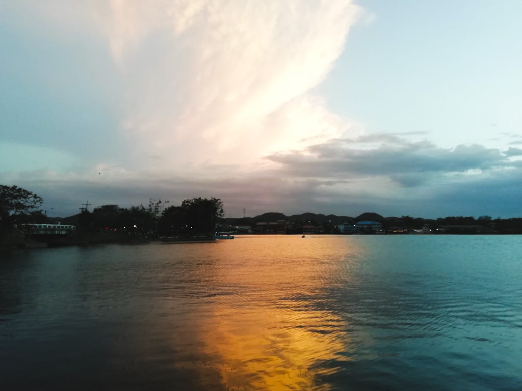 Reflection of the sun at Flores, Guatemala.