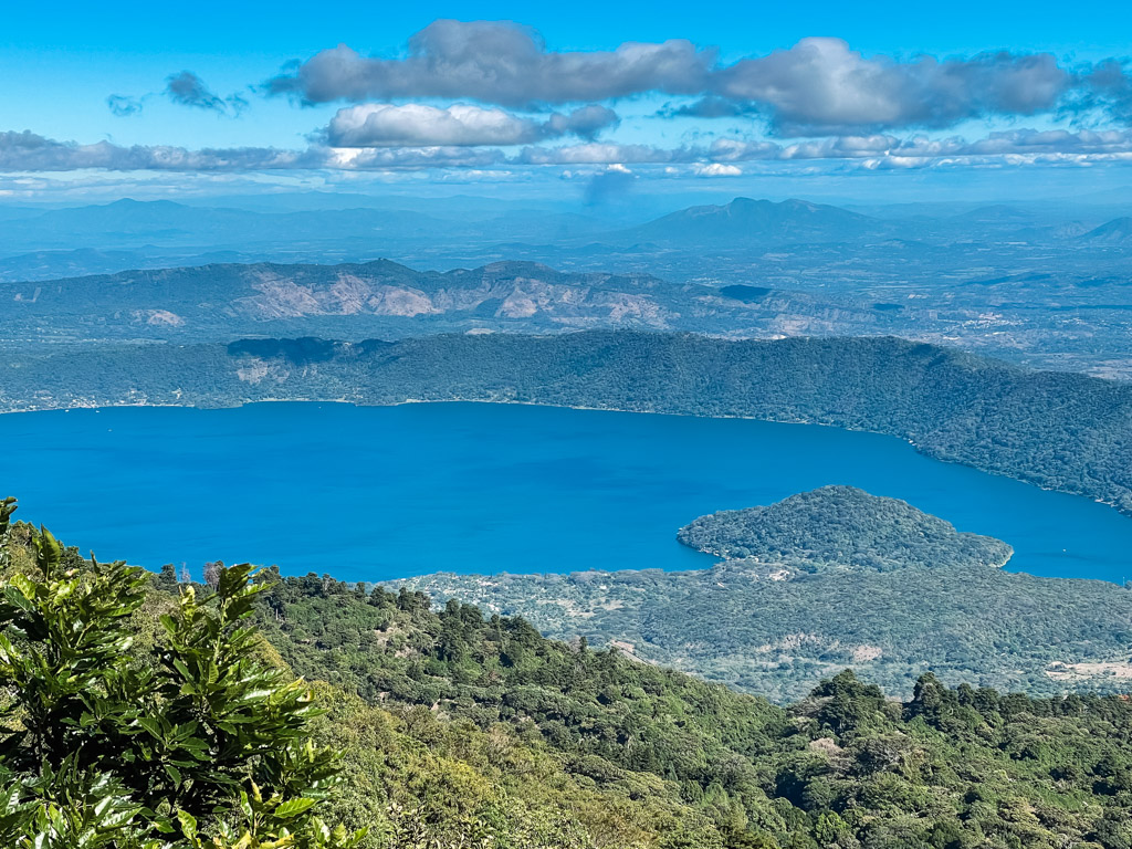 Coatepeque Lake, a volcanic caldera in El Salvador.