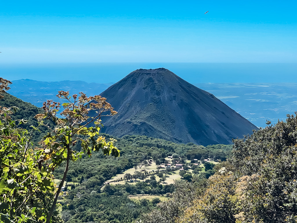View of Izalco Volcano from Santa Ana Volcano Hike trail in El Salvador.