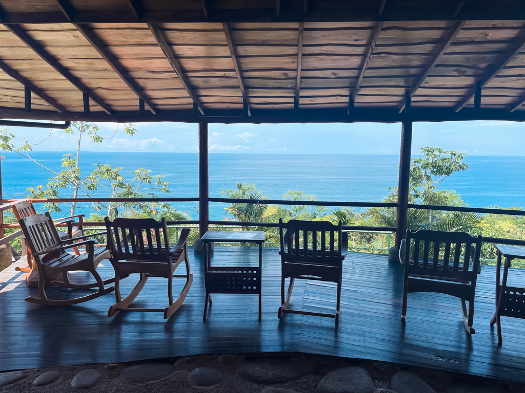 Viewing deck at La Cusinga Lodge, one of the best hotels in Uvita.