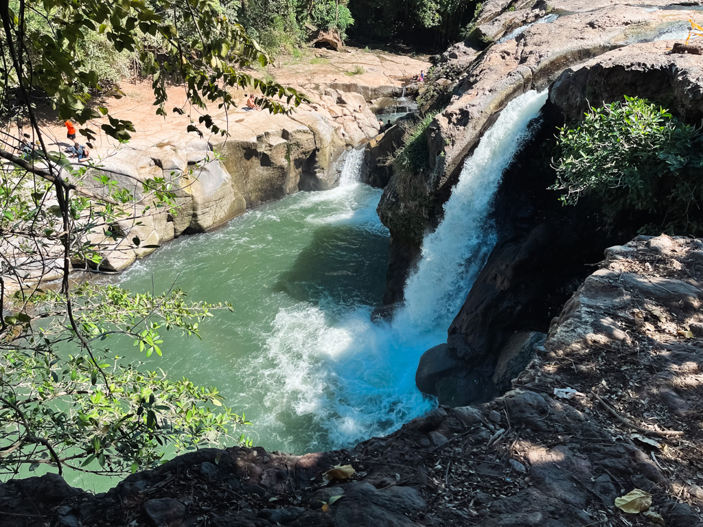 The first look of El Salto de Malacatiupan hot spring waterfalls in El Salvador.