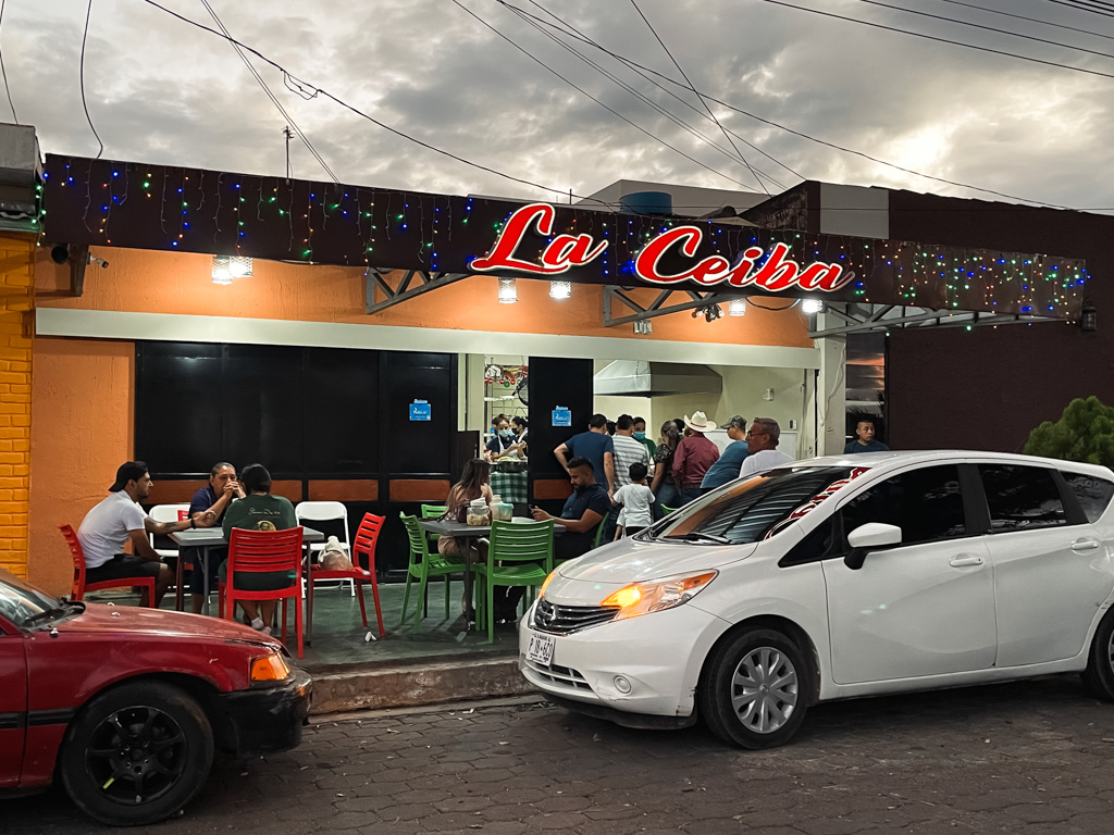The outside view of Pupuseria La Ceiba. Eating pupusas here is one of the best things to do in Santa Ana, El Salvador.