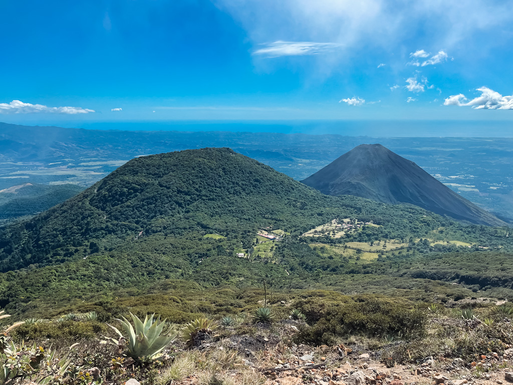 The Cerro Verde volcano and the Izalco volcano, as seen from the Santa Ana volcano.