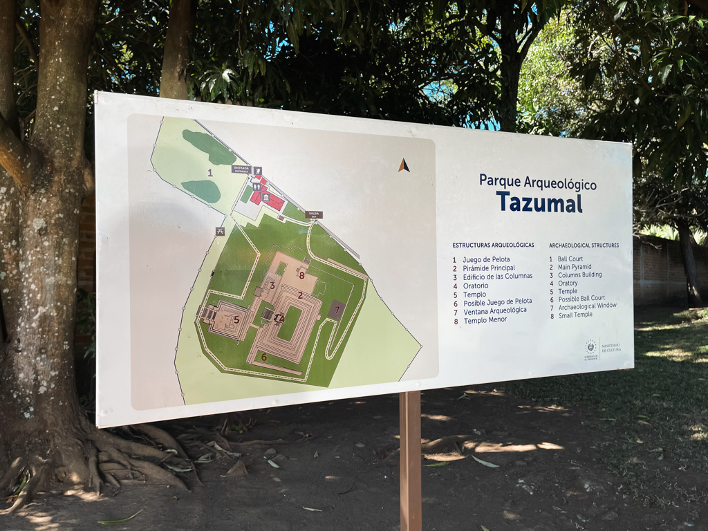 The sitemap at the archaeological site of Tazumal in El Salvador.
