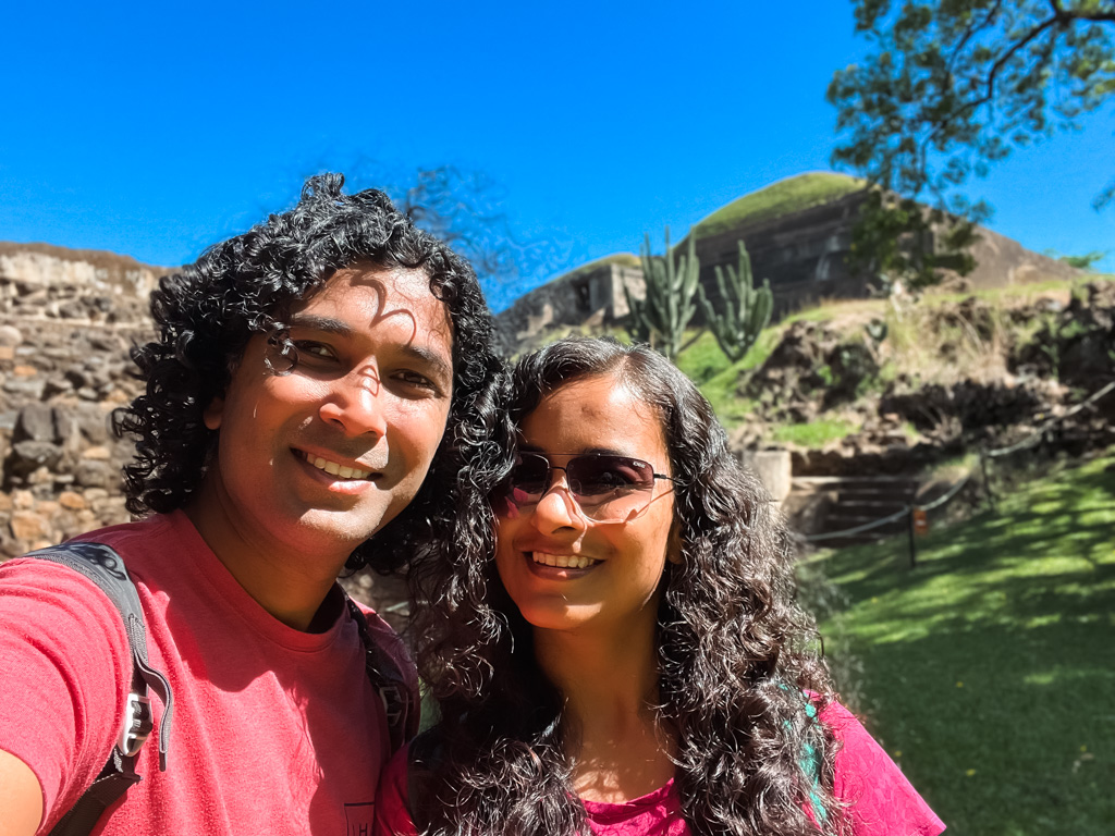 An Indian couple at the archaeological site of Tazumal in El Salvador.