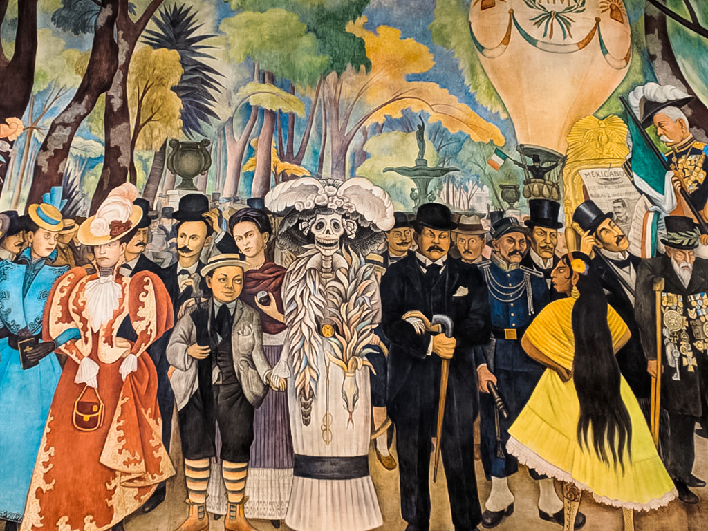 A section of the iconic mural at Diego Rivera Mural Museum, one of the best things to do in Mexico City.
