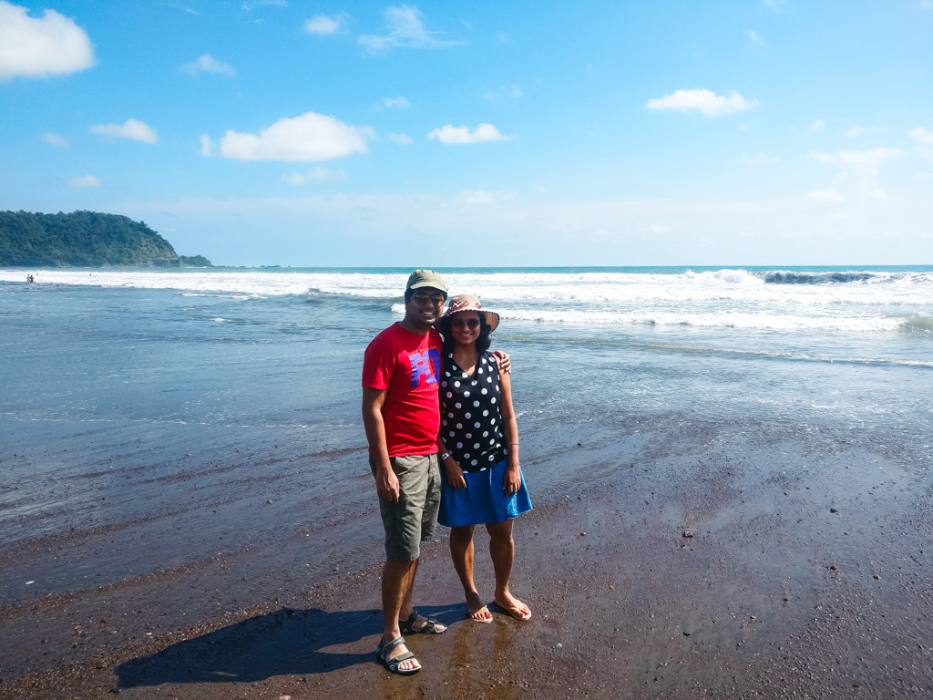 A couple posing at Jaco beach.