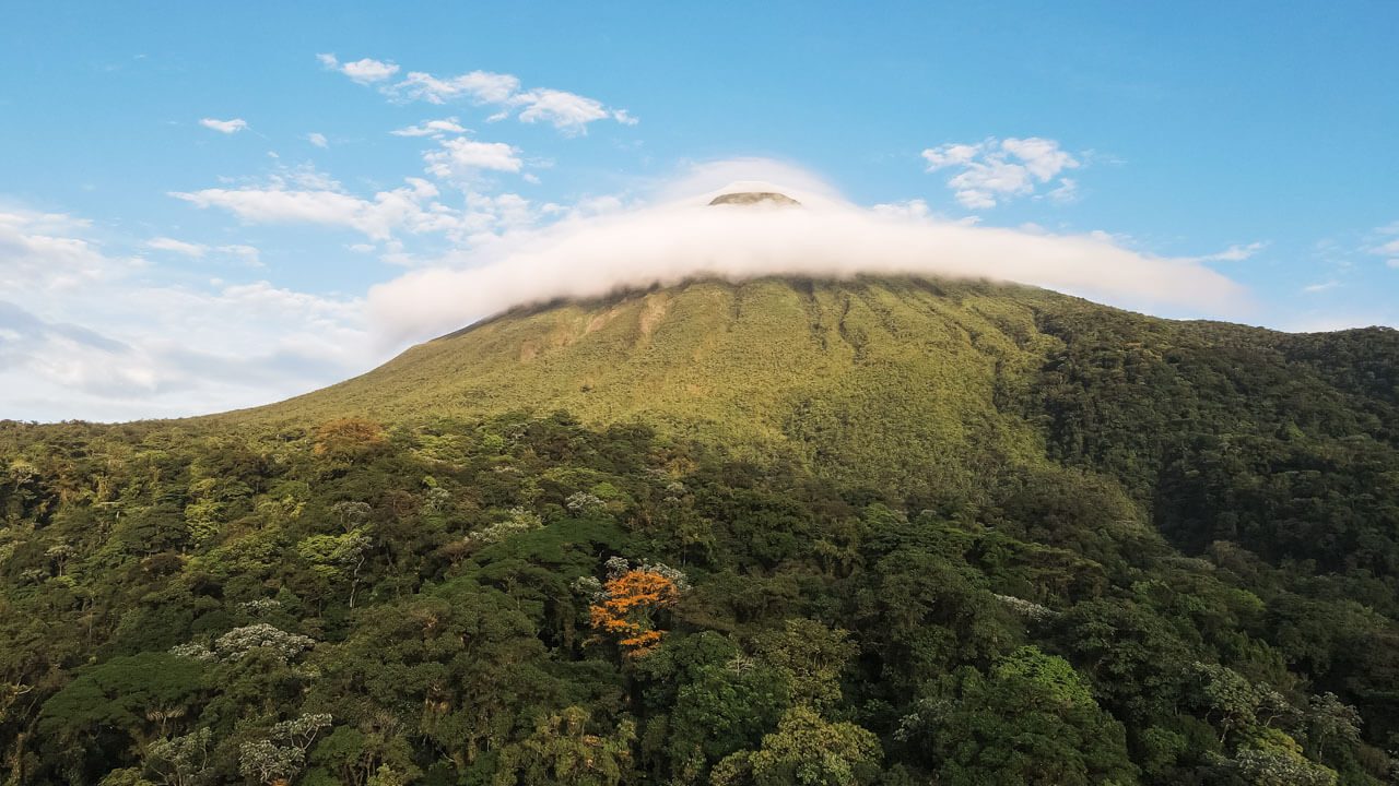 Arenal Volcano covered in clouds