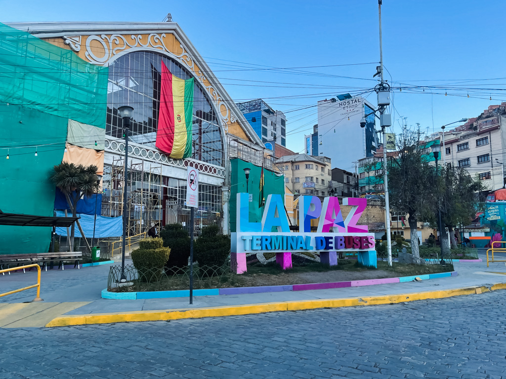 Entrance to the Bus Terminal of La Paz. Buses from La Paz to Sucre start from here.