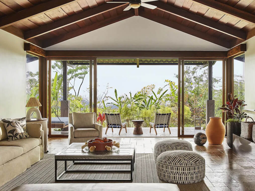 Panoramic view from the living room at Hacienda Altagracia in Perez Zeledon, Costa Rica.