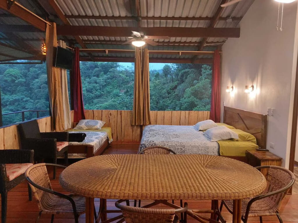 The view of rainforest from a chalet at Santa Juana Lodge, near Manuel Antonio in Costa Rica.