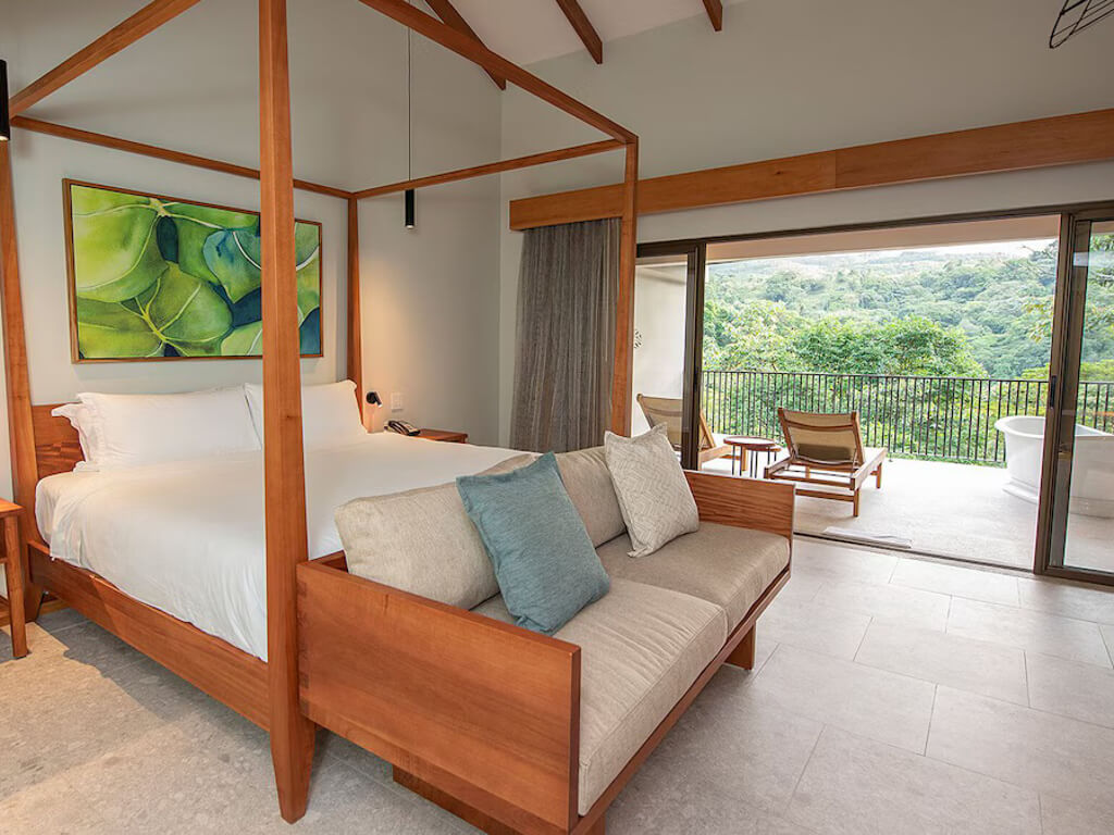 Volcano-view suite at Tabacon Resort in Arenal, Costa Rica.