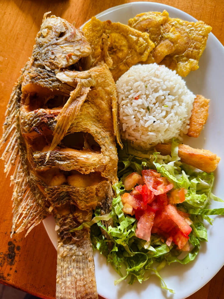 Smoked whole trout meal
