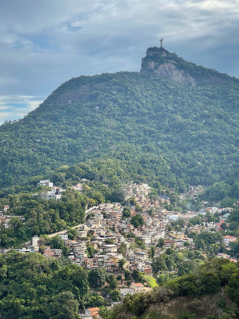 View of Christ the Redeemer from Santa Teresa neighborhood of Rio de Janeiro.