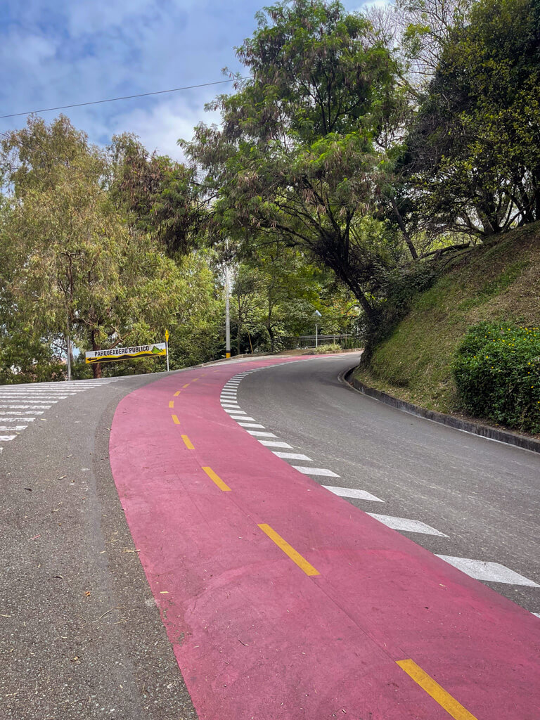 The bike lane that goes towards Pueblito Paisa in Medellin, Colombia.