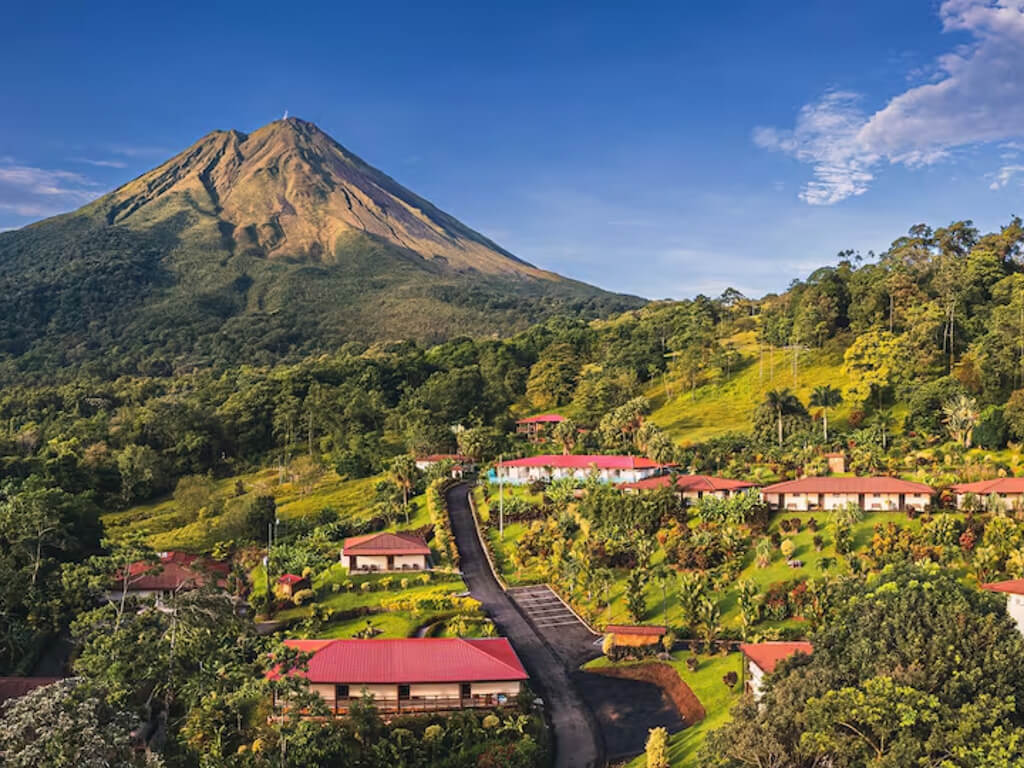 An aerial view of Los Lagos Hotel Spa & Resort in La Fortuna, Costa Rica.