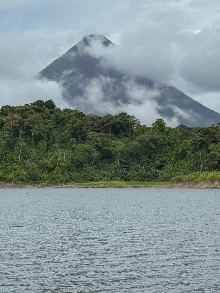 View of Arenal Volcano from our boat during a Van-Ferry-Van shuttle between La Fortuna and Monteverde.
