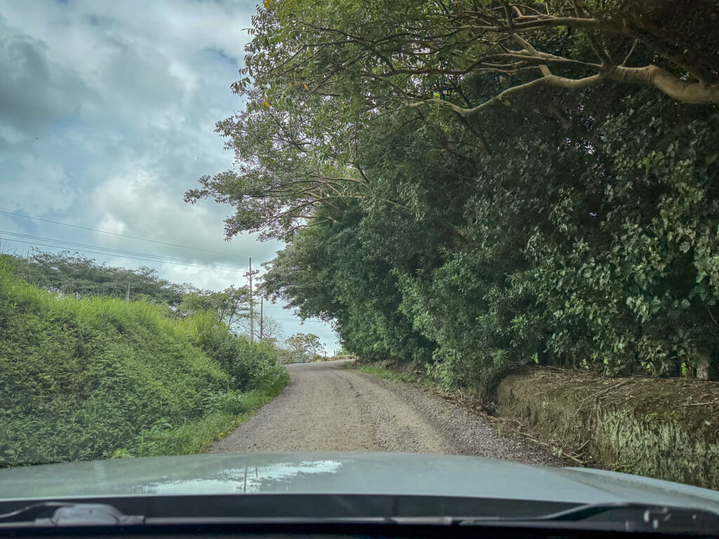 Unpaved stretches of road during the drive from La Fortuna to Monteverde.