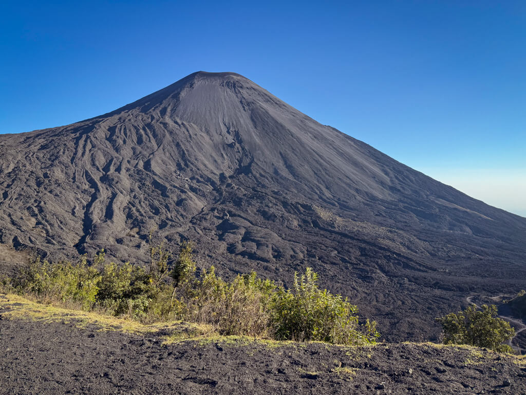 Pacaya Volcano as seen from the viewpoint at the highest point of the hiking trail. Acatenango or Pacaya Volcano hike, both offer amazing volcano experiences.
