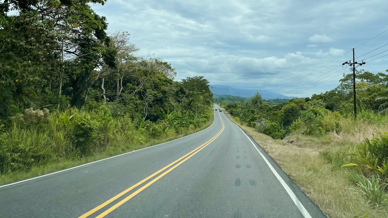 The paved Pacific coastal road of Costa Rica.